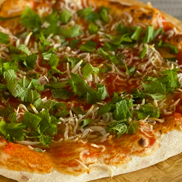 京素材を使ったピッツァ